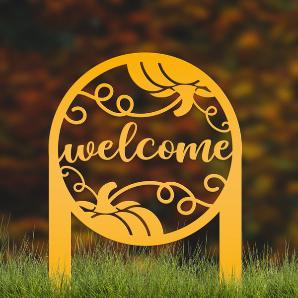 Pumpkin Welcome Yard, Welcome Fall Pumpkin Yard Stake, Welcome Fall Pumpkin Lawn Decor and Ornaments