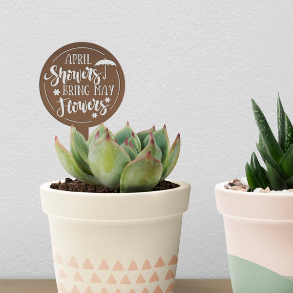 April Showers bring May Flowers Metal Yard Stake - Spring Decor-Spring Yard Art-Spring Yard Decor