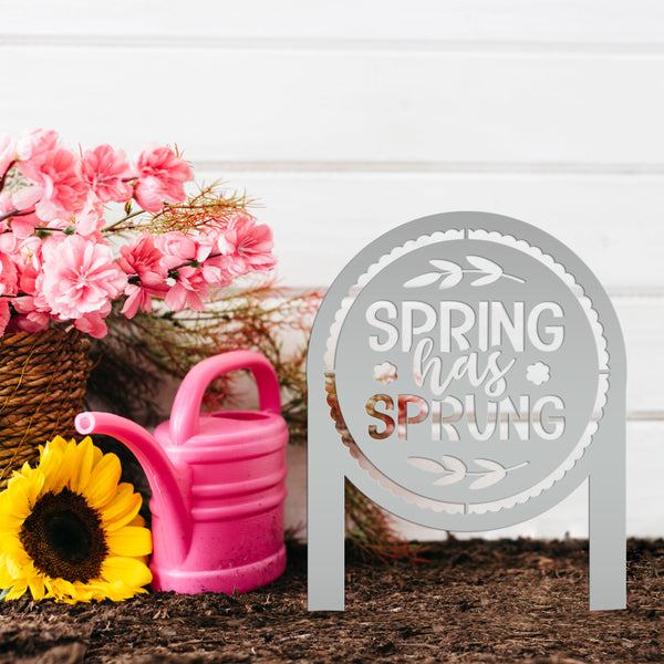 Metal Spring Has Sprung Yard Stake - Outdoor Spring Decor-Spring Metal Yard Decor and Ornaments