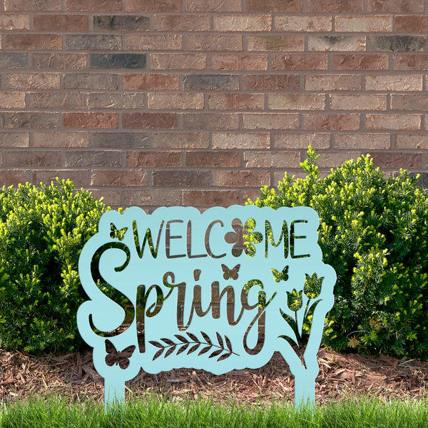 Welcome Spring Metal Yard Stake - Spring Decor-Spring Yard- Flower Bed - Decor-Spring Outdoor Decorations-Yard-Flower Bed Ornaments-Lawn Ornaments