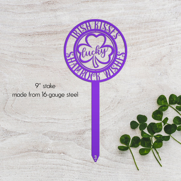 Outdoor Irish Kisses Metal Yard Stake - Outdoor St. Patrick's Day Decor-St. Patrick's Day Decor-St. Pattys Outdoor Decor