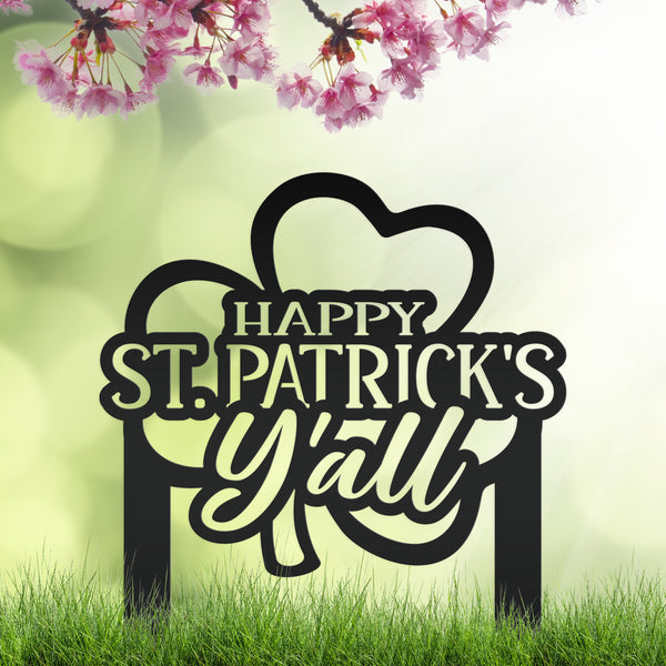 Metal St. Patrick Yard Stake - Outdoor St. Patrick's Day Decor-St . Patty's Day Outdoor Decor