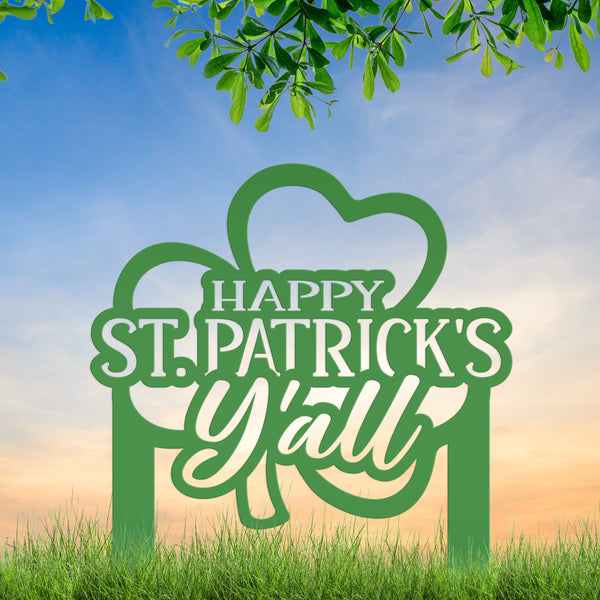 Metal St. Patrick Yard Stake - Outdoor St. Patrick's Day Decor-St . Patty's Day Outdoor Decor