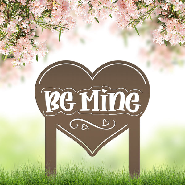 Be Mine Heart Metal Yard Stake - Valentine Decor-Valentines Day Yard Decor-Heart Themed Decor-Valentines Day Outdoor Yard Decor