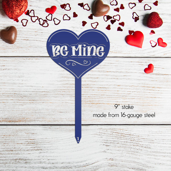 Be Mine Heart Metal Yard Stake - Valentine Decor-Valentines Day Yard Decor-Heart Themed Decor-Valentines Day Outdoor Yard Decor