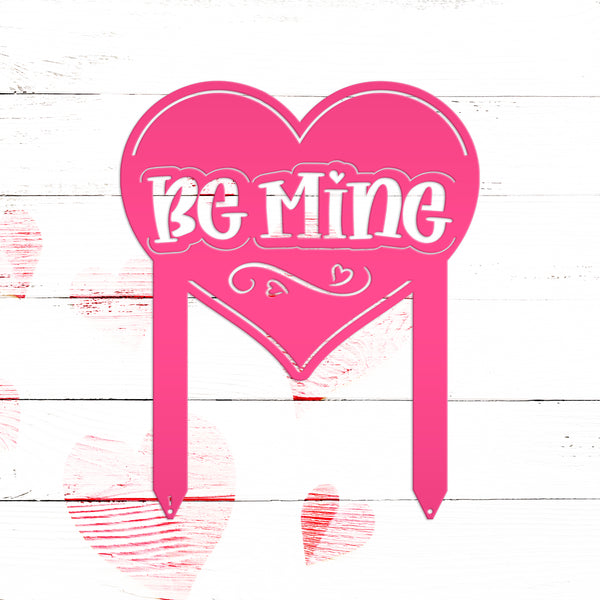 Be Mine Heart Metal Yard Stake - Valentine Decor-Valentines Day Yard Decor-Heart Themed Decor-Valentines Day Outdoor Yard Decor