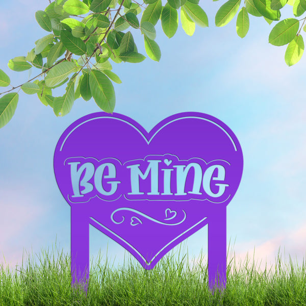 Be Mine Heart Metal Yard Stake - Valentine Decor-Valentines Day Yard Decor-Heart Themed Decor-Valentines Day Outdoor Yard Decor