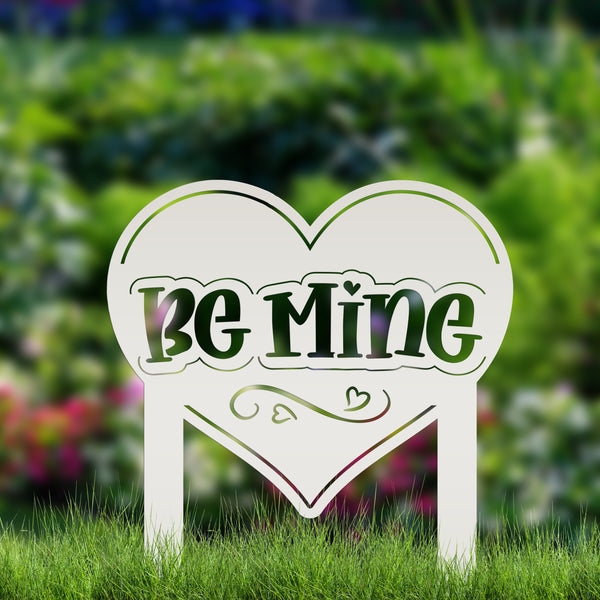 Be Mine Heart Metal Yard Stake - Valentine Decor-Valentines Day Yard Decor-Heart Themed Decor-Valentines Day Outdoor Yard Decor