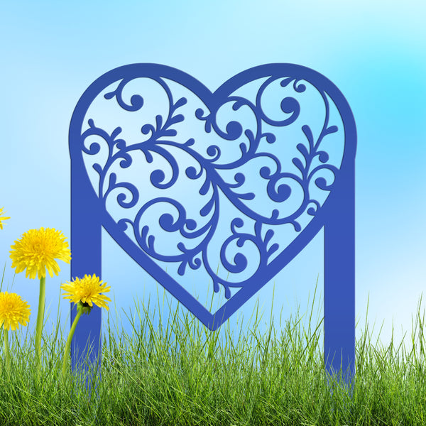 Outdoor Metal Valentine's Decor - Scrolled Heart Yard Decoration - Outdoor Heart Yard Ornament