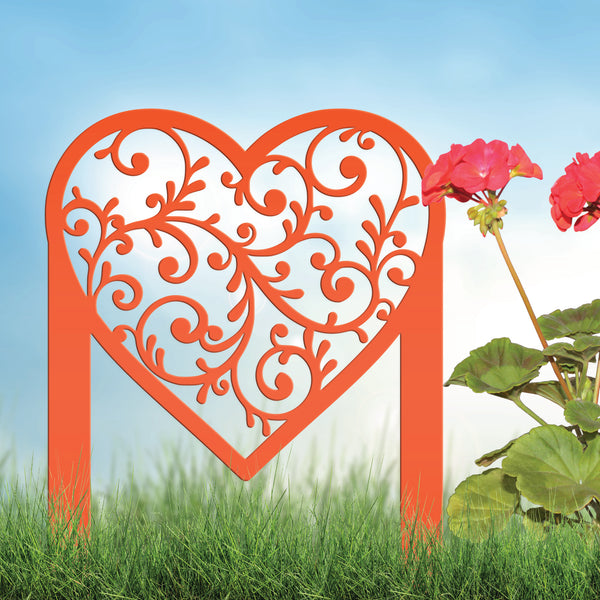 Outdoor Metal Valentine's Decor - Scrolled Heart Yard Decoration - Outdoor Heart Yard Ornament