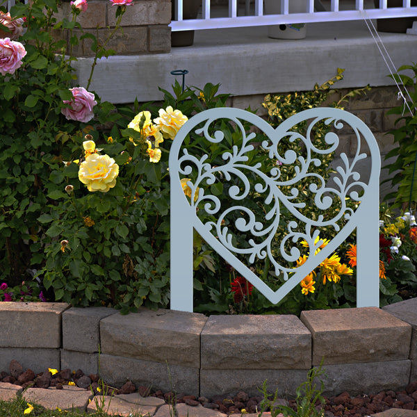 Outdoor Metal Valentine's Decor - Scrolled Heart Yard Decoration - Outdoor Heart Yard Ornament