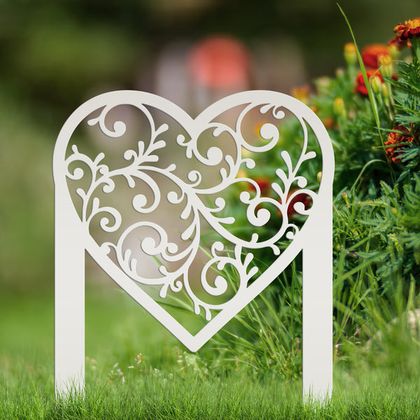 Outdoor Metal Valentine's Decor - Scrolled Heart Yard Decoration - Outdoor Heart Yard Ornament