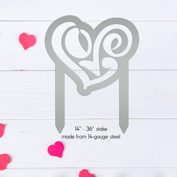 Outdoor Love Heart Metal Yard Stake - Valentine's Day Decor- Valentine's Garden Art