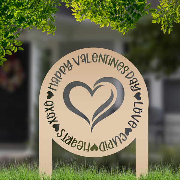 Valentine's Day Outdoor Decoration Metal Yard Stake - Valentine Heart Garden Sign - Charming Holiday Decor - Cute Valentines Gift - Lawn Art
