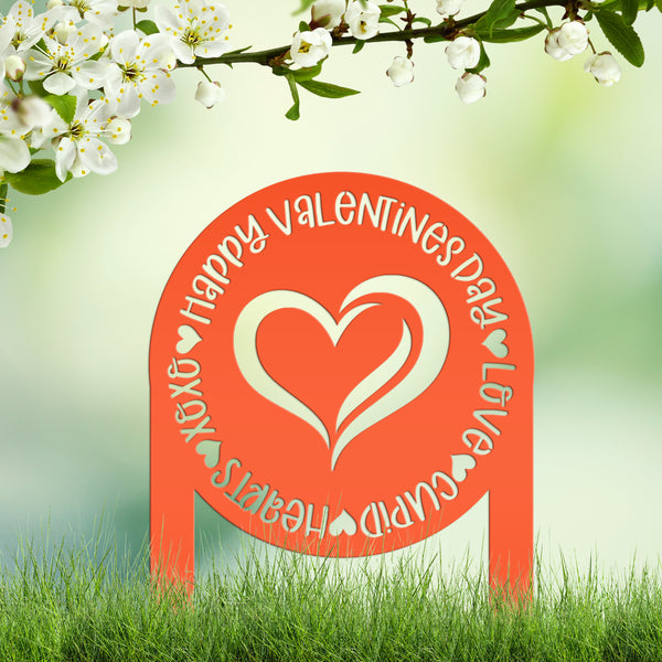 Valentine's Day Outdoor Decoration Metal Yard Stake - Valentine Heart Garden Sign - Charming Holiday Decor - Cute Valentines Gift - Lawn Art