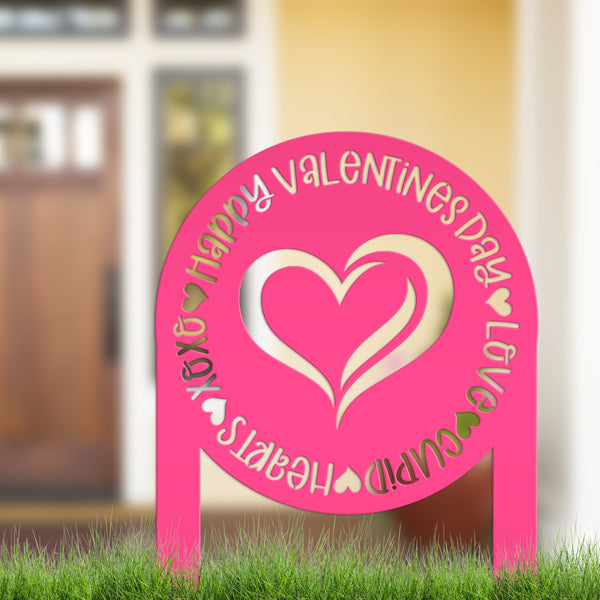 Valentine's Day Outdoor Decoration Metal Yard Stake - Valentine Heart Garden Sign - Charming Holiday Decor - Cute Valentines Gift - Lawn Art