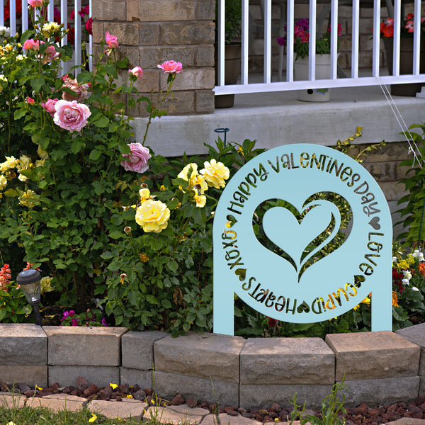 Valentine's Day Outdoor Decoration Metal Yard Stake - Valentine Heart Garden Sign - Charming Holiday Decor - Cute Valentines Gift - Lawn Art