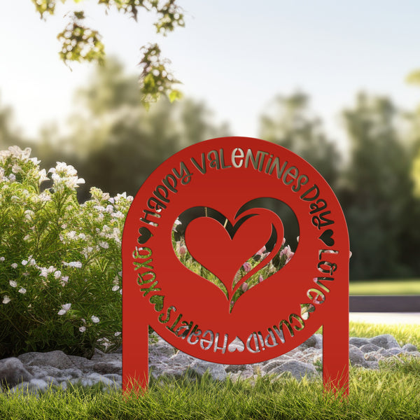 Valentine's Day Outdoor Decoration Metal Yard Stake - Valentine Heart Garden Sign - Charming Holiday Decor - Cute Valentines Gift - Lawn Art