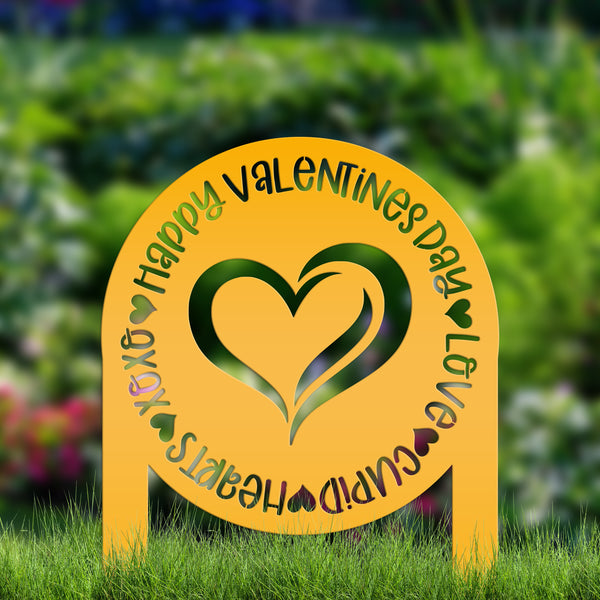Valentine's Day Outdoor Decoration Metal Yard Stake - Valentine Heart Garden Sign - Charming Holiday Decor - Cute Valentines Gift - Lawn Art