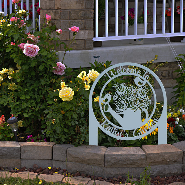 Custom Flower Garden Watering Can Yard or Lawn Stake-Mother's Day Gift