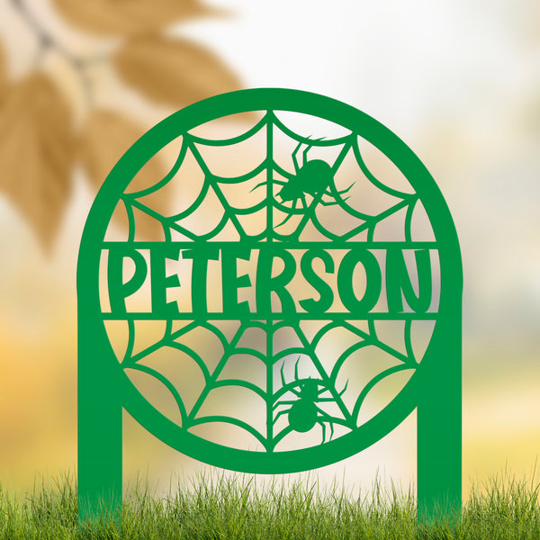 Personalized Spiderweb Metal Yard Stake - Halloween Decor - Outdoor Halloween Decor