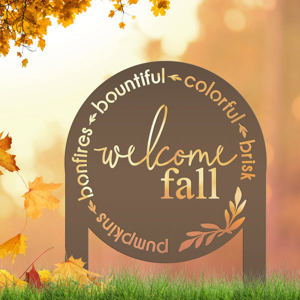 Welcome Fall Metal Yard Sign, Fall Yard Decor, Fall Lawn Decorations, Fall-Autumn Lawn Ornaments, Fall Decor for the Yard