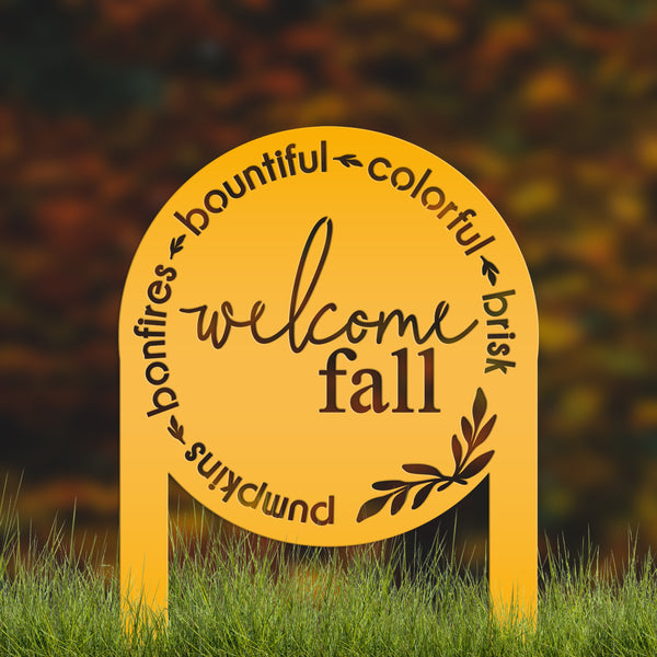 Welcome Fall Metal Yard Stake - Autumn Decor-Fall Decor