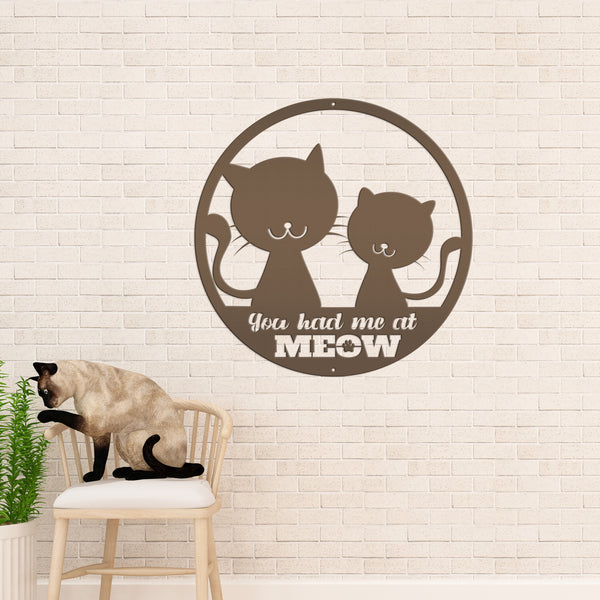 You Had Me at Meow Cat Wall Decor, Cat Wall Art, Humorous Cat Wall Art, Hanging Pet Cat Sign, Cat Wall Signs, Kitty Kat Wall Decor, Cat Lover, Cat Gift