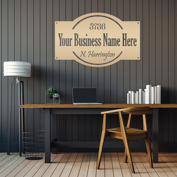 Personalized Business Name with Address Metal Sign, Custom Business Sign