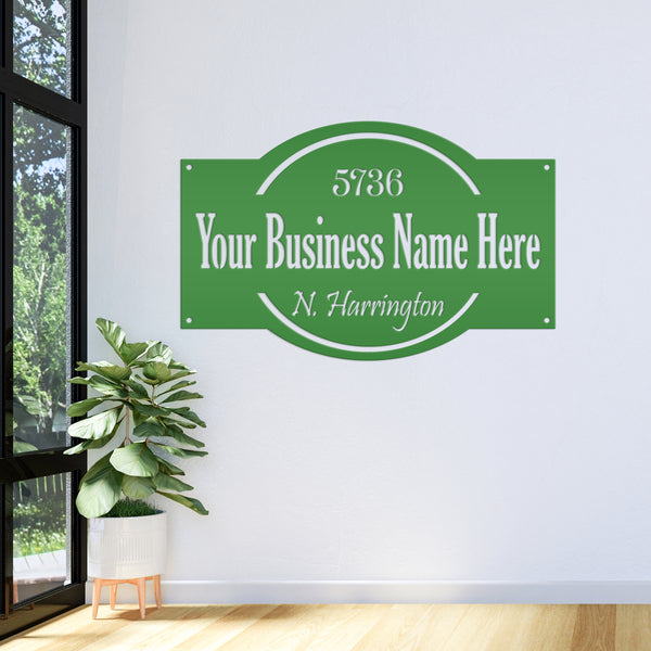Personalized Business Name with Address Metal Sign, Custom Business Sign