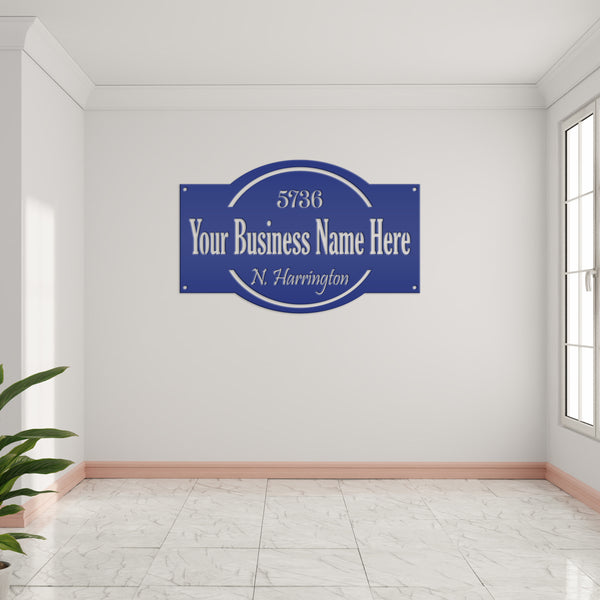 Personalized Business Name with Address Metal Sign, Custom Business Sign