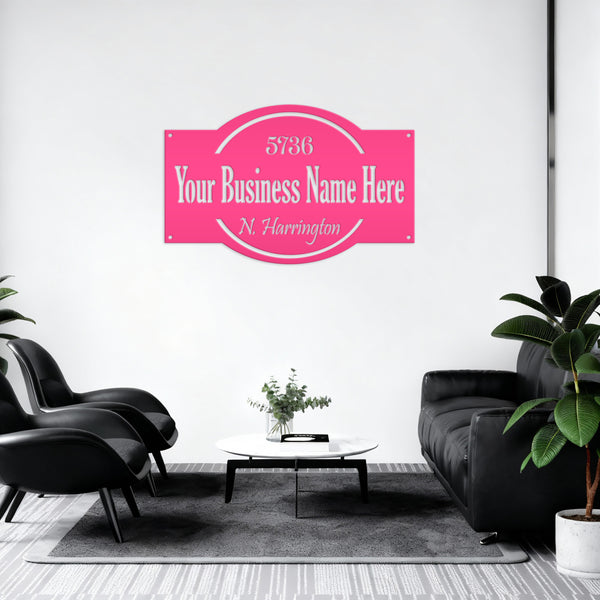 Personalized Business Name with Address Metal Sign, Custom Business Sign