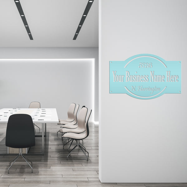 Personalized Business Name with Address Metal Sign, Custom Business Sign