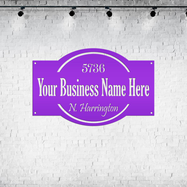 Personalized Business Name with Address Metal Sign, Custom Business Sign