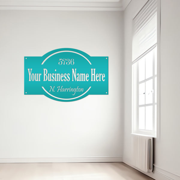 Personalized Business Name with Address Metal Sign, Custom Business Sign