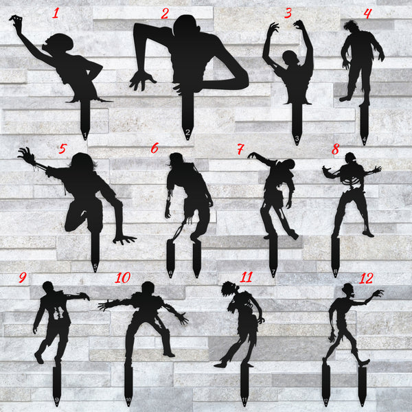 Assorted Halloween Zombie Metal Yard Stakes
