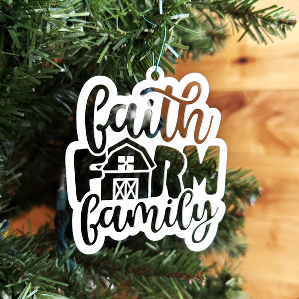 Metal Faith Farm Family Ornament - Christmas Decor-Christmas Ornaments