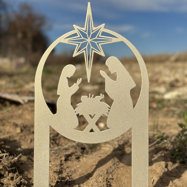 Outdoor Christmas Nativity Metal Yard Stake, Christian Decor, Front Yard Christmas Decorations