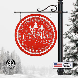 Decorative Merry Christmas Metal Sign - Holiday Decor