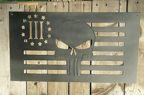 Punisher Flag 3% Gun Rights Grunt Style Second Amendment great for a man cave or gift - Speed Fabrication