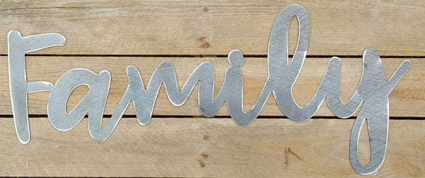 Inspirational Words Metal Sign, Bare Metal, DIY, Believe Blessed, Grace, Faith, Breathe, Hope, Family, Custom Words, Cursive Writing - Speed Fabrication