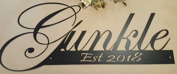 Last Name Established Sign, metal sign, powdercoated, Wedding gift, Anniversary gift, Fancy Letter, Family Room Decor, Photo, Personalised - Speed Fabrication