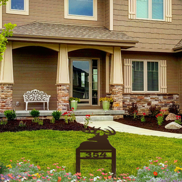 Buck Silhouette Address Yard Stake Sign