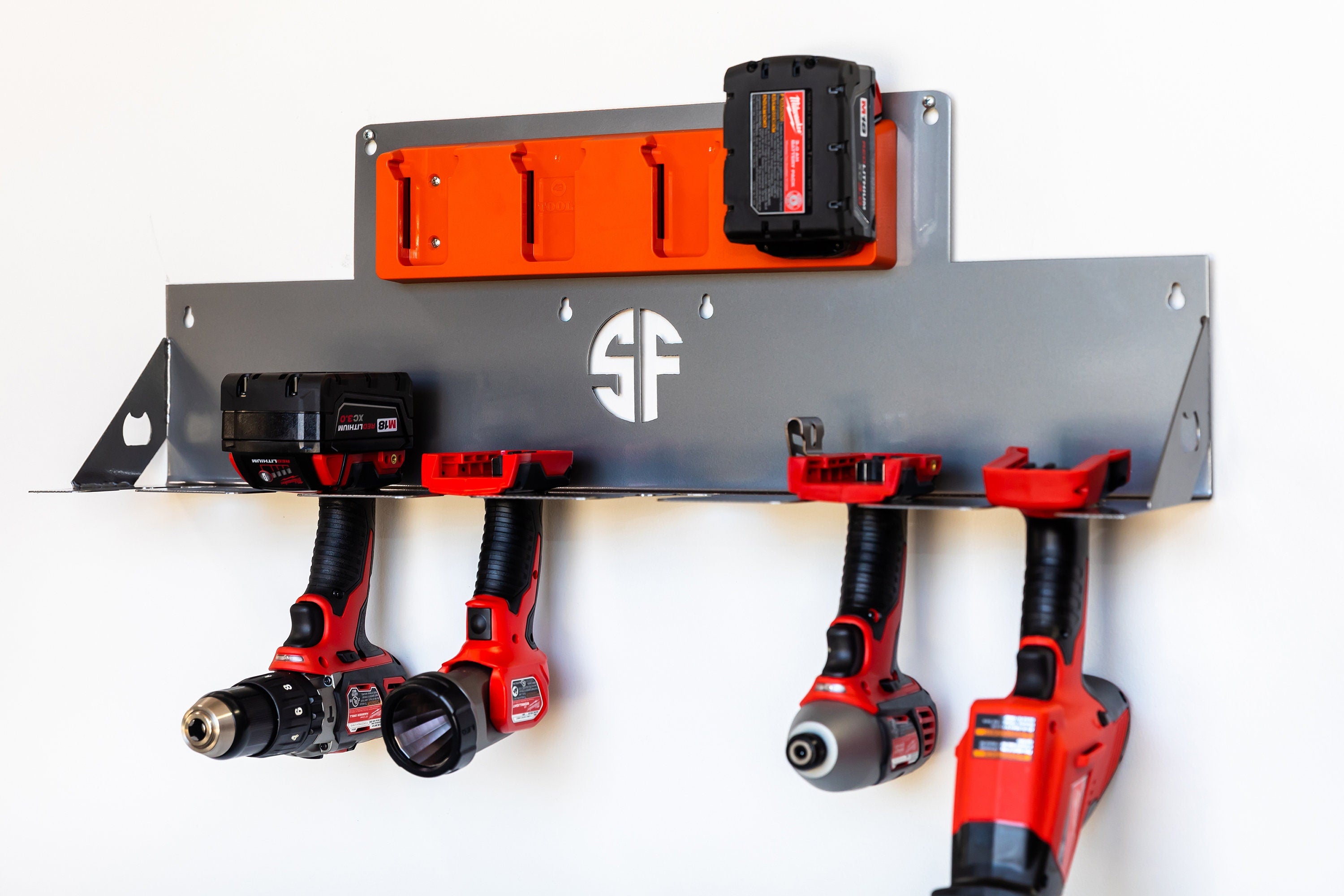 Power Tool Organizer Wall Mount with Battery Holder-Drill Storage