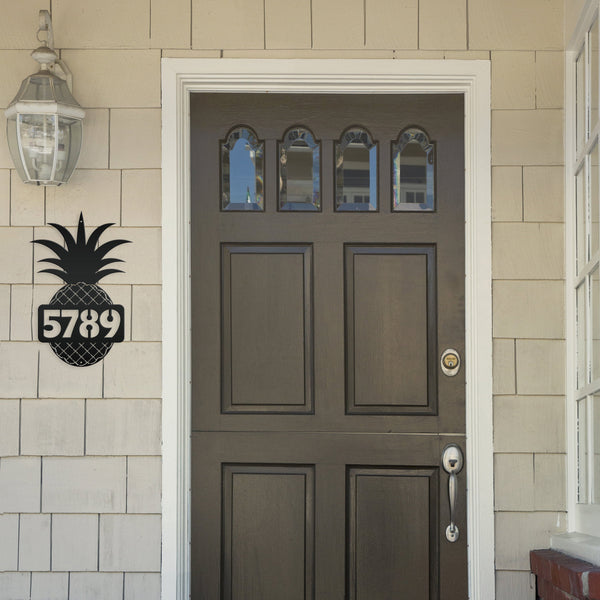 Personalized House Number Pineapple Metal Sign