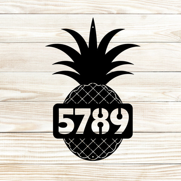 Personalized House Number Pineapple Metal Sign
