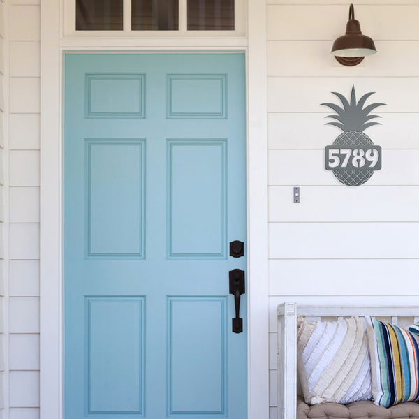 Personalized House Number Pineapple Metal Sign