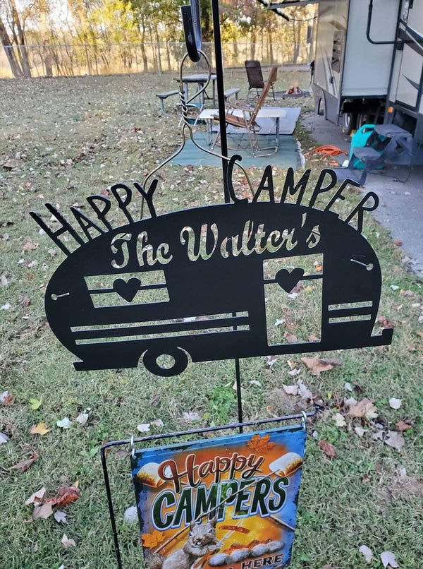 Personalized Camping Sign, Happy Camper Sign, Campsite Sign