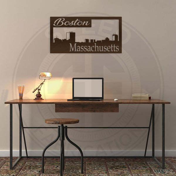 Boston Skyline Square Metal Sign