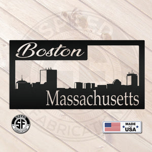 Boston Skyline Square Metal Sign